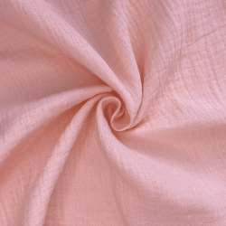 Ткань Муслин Жатый, цвет Нежно-Розовый (на отрез)  в Курске