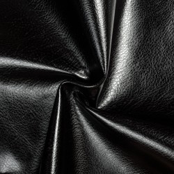 Ткань Дерматин (Кожзам) для мебели, цвет Черный (на отрез)  в Курске