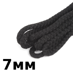 Шнур с сердечником 7мм, цвет Чёрный (плетено-вязанный, плотный)  в Курске